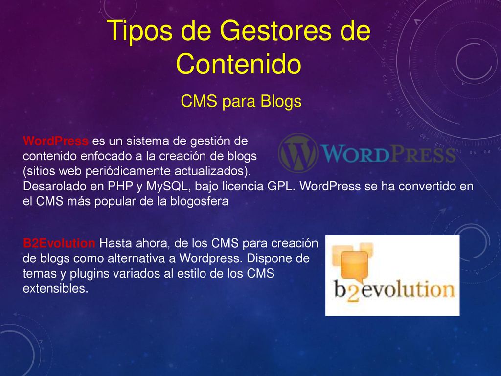 Tipos de Gestores de Contenido