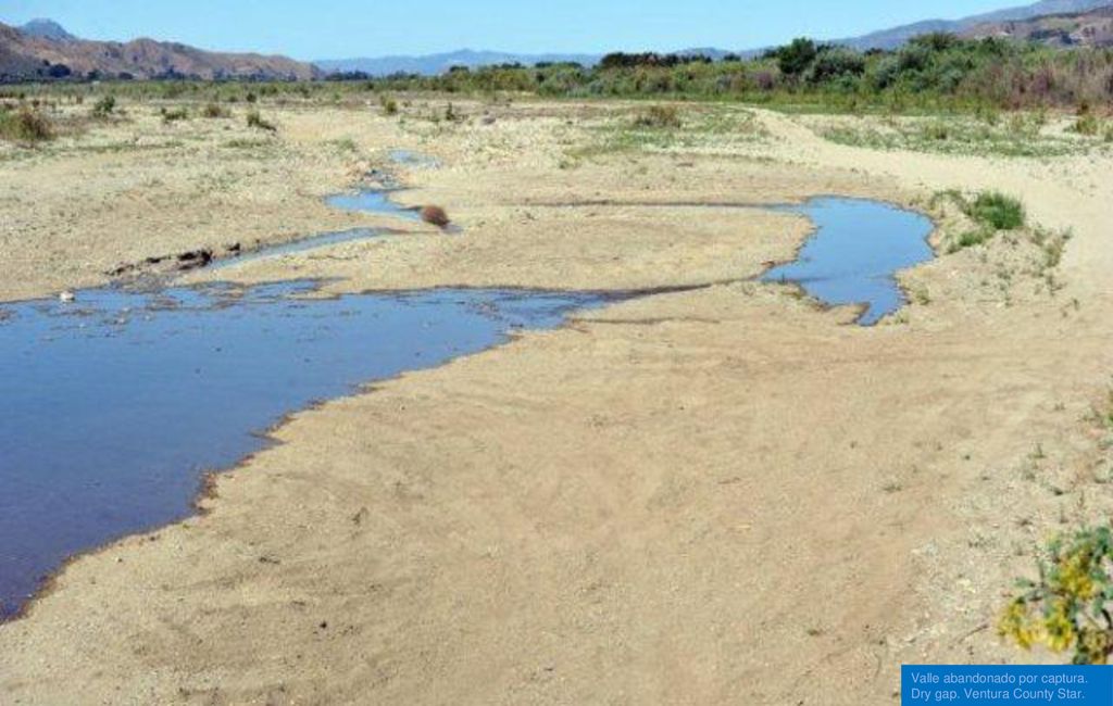 Valle abandonado por captura. Dry gap. Ventura County Star.
