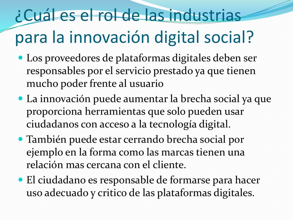 ¿Cuál es el rol de las industrias para la innovación digital social