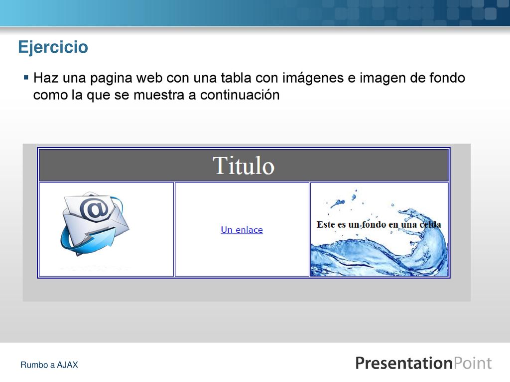 Ejercicio Haz una pagina web con una tabla con imágenes e imagen de fondo como la que se muestra a continuación.