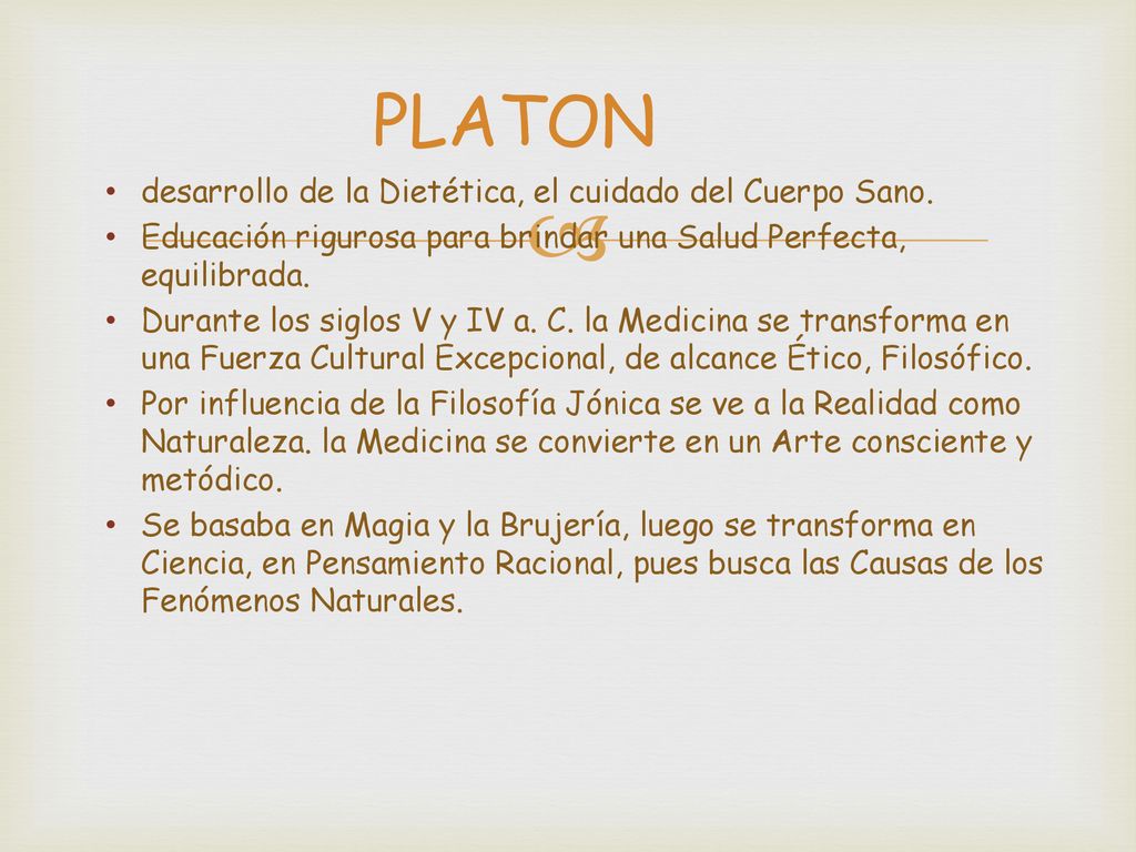 PLATON desarrollo de la Dietética, el cuidado del Cuerpo Sano.