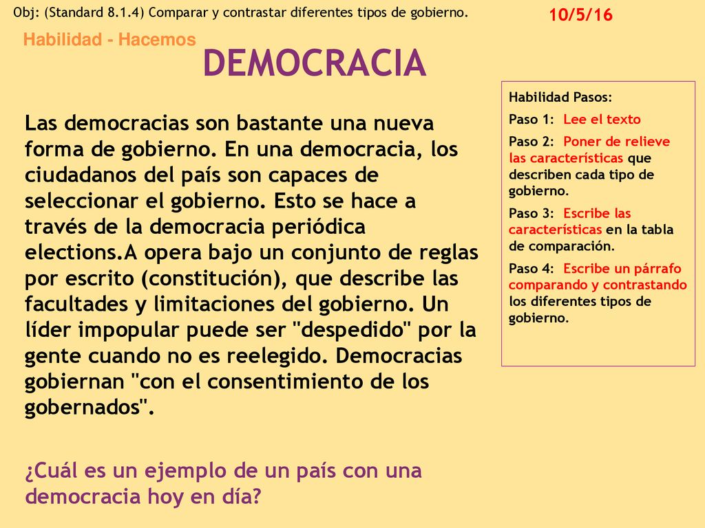 Habilidad - Hacemos DEMOCRACIA. Habilidad Pasos: Paso 1: Lee el texto.