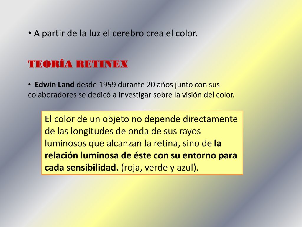 A partir de la luz el cerebro crea el color.