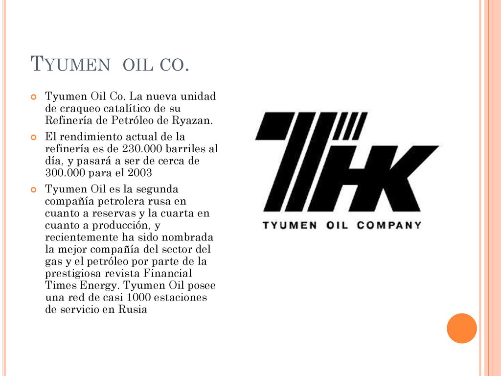 Tyumen oil co. Tyumen Oil Co. La nueva unidad de craqueo catalítico de su Refinería de Petróleo de Ryazan.