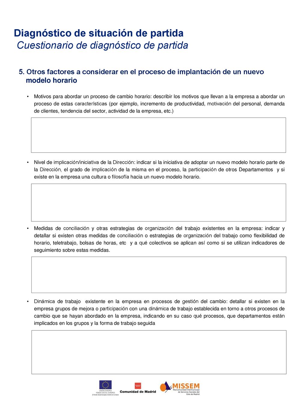 Diagnóstico de situación de partida Cuestionario de diagnóstico de partida