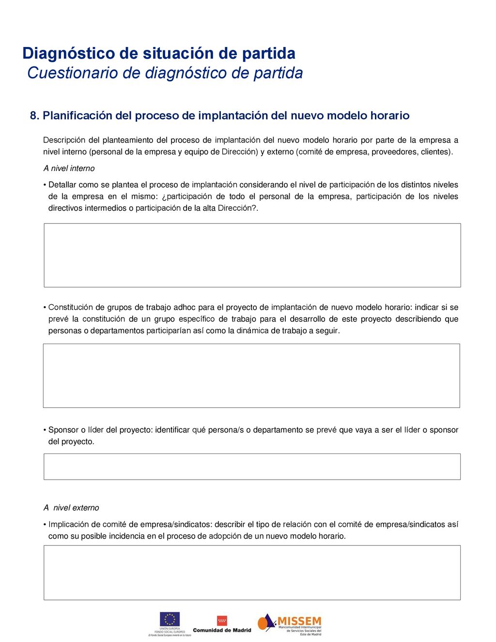 Diagnóstico de situación de partida Cuestionario de diagnóstico de partida
