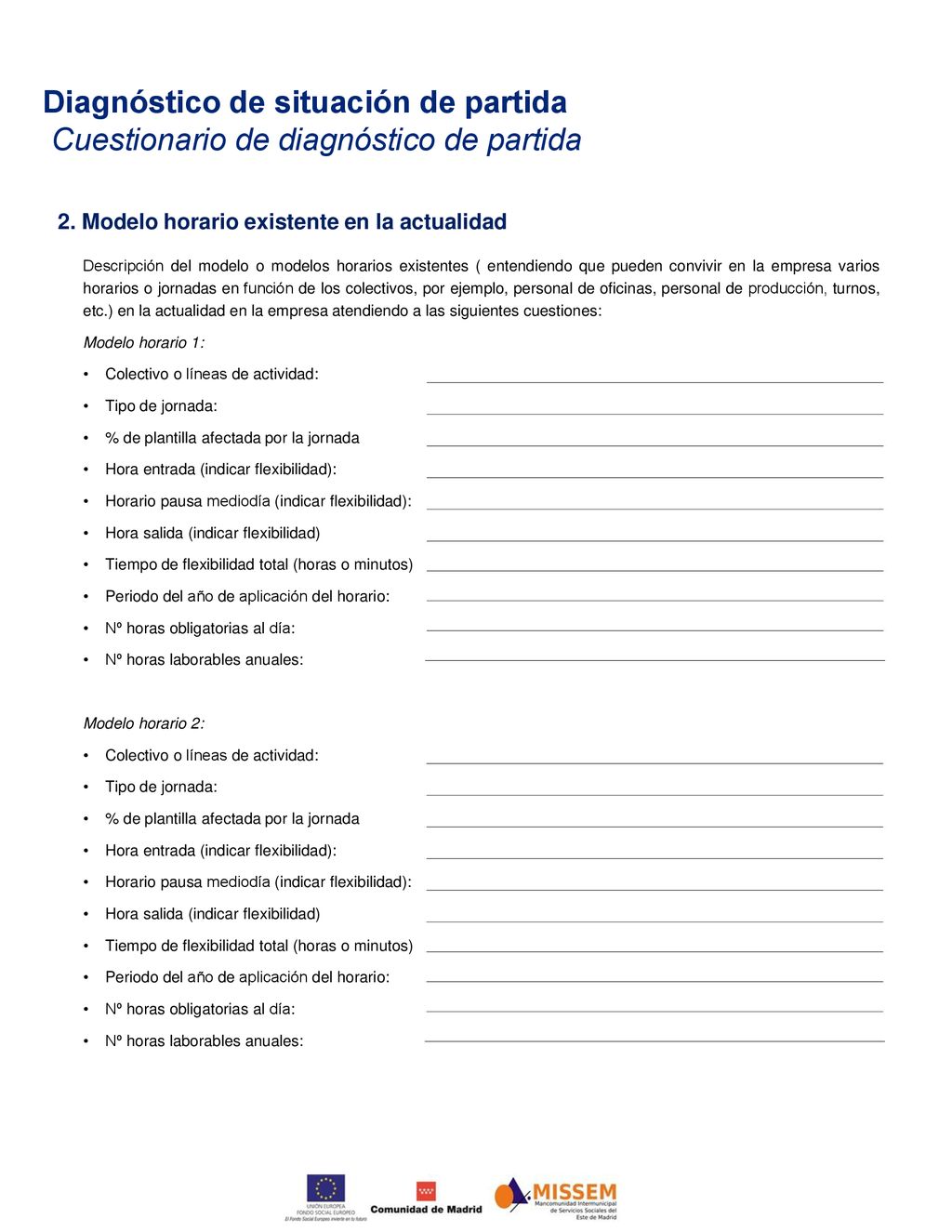 Diagnóstico de situación de partida Cuestionario de diagnóstico de partida