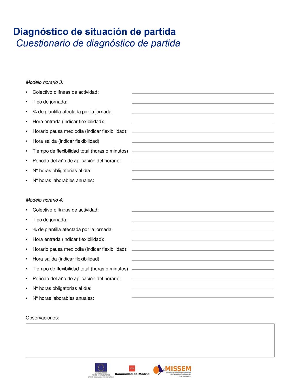 Diagnóstico de situación de partida Cuestionario de diagnóstico de partida