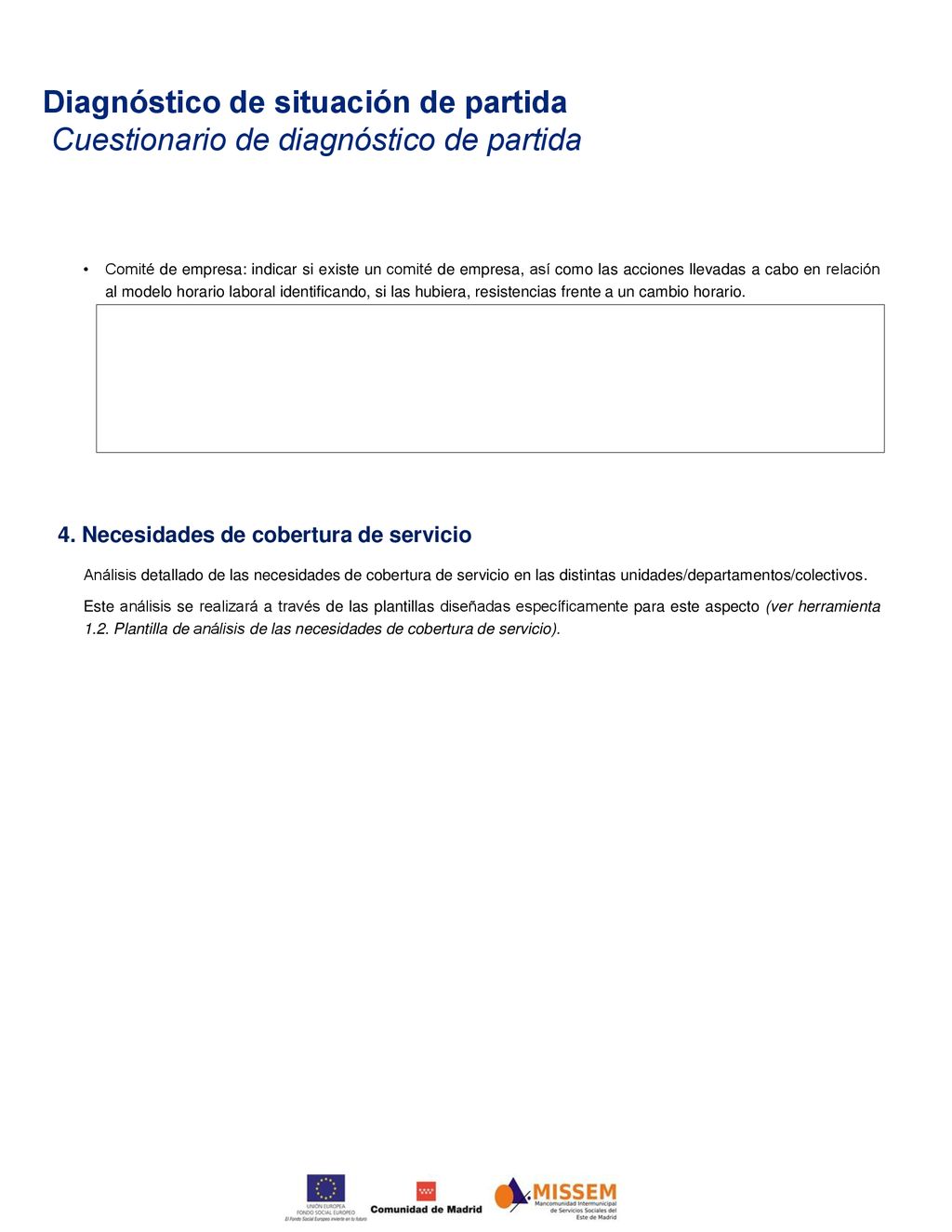 Diagnóstico de situación de partida Cuestionario de diagnóstico de partida