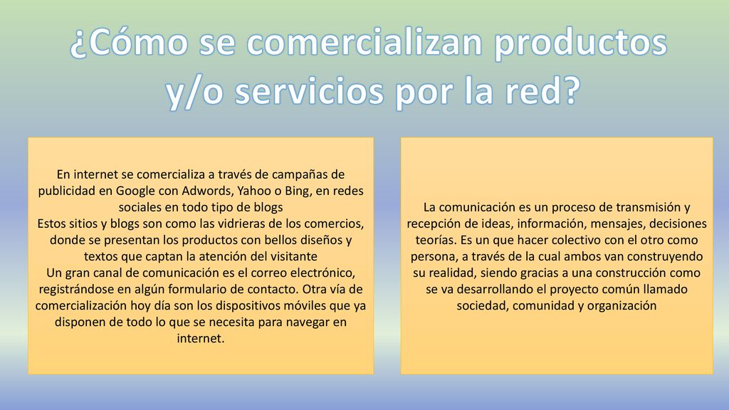 ¿Cómo se comercializan productos y/o servicios por la red