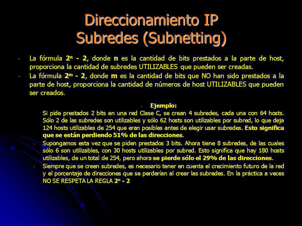 Direccionamiento IP Subredes (Subnetting)