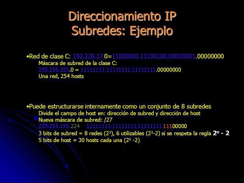 Direccionamiento IP Subredes: Ejemplo