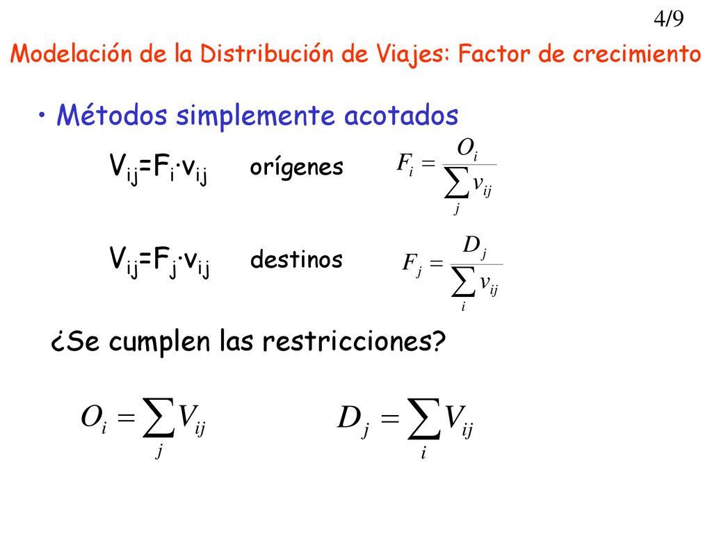 Modelación de la Distribución de Viajes: Factor de crecimiento