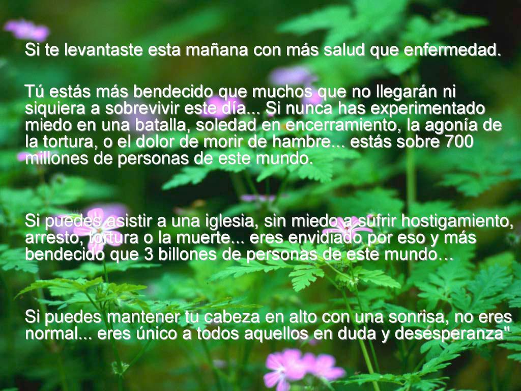Si te levantaste esta mañana con más salud que enfermedad.