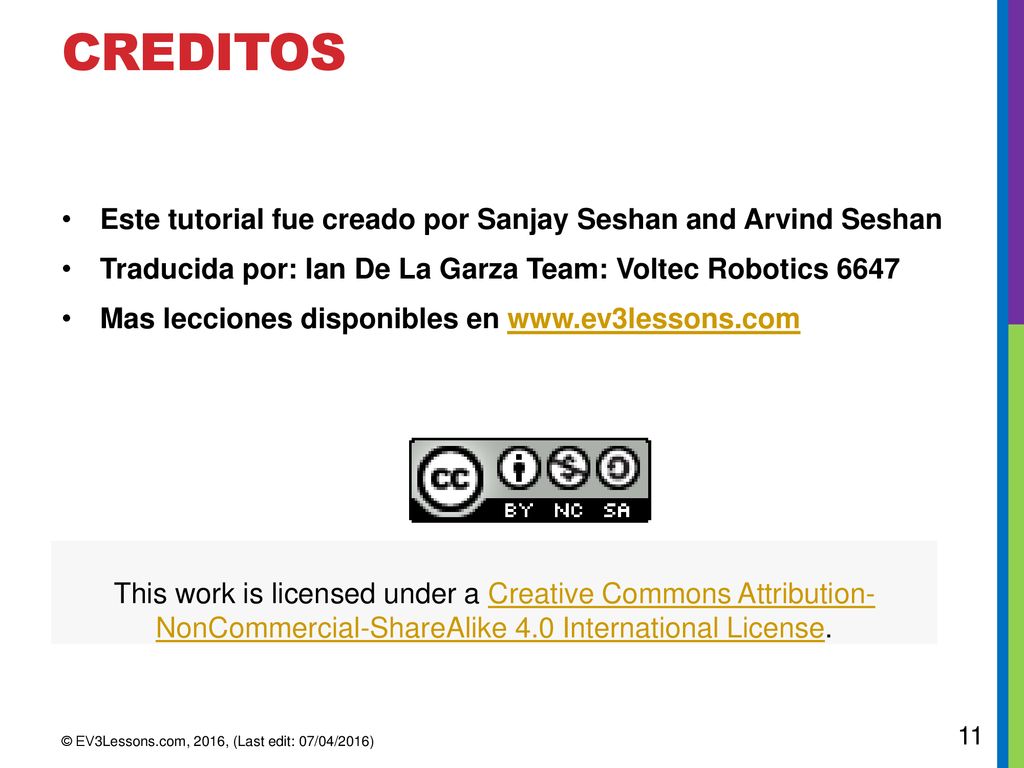 CreditOs Este tutorial fue creado por Sanjay Seshan and Arvind Seshan