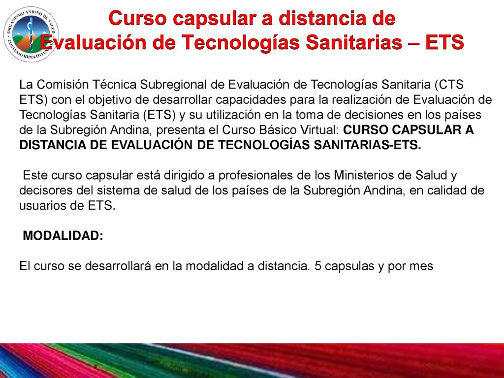 Curso capsular a distancia de Evaluación de Tecnologías Sanitarias – ETS