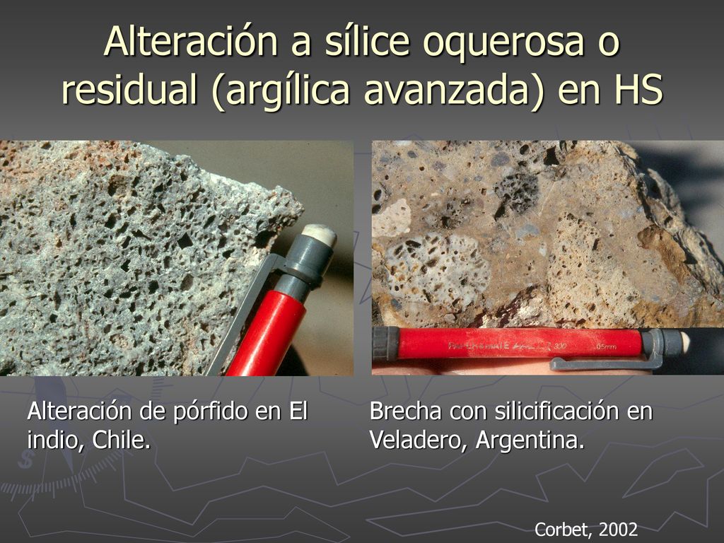 Alteración a sílice oquerosa o residual (argílica avanzada) en HS