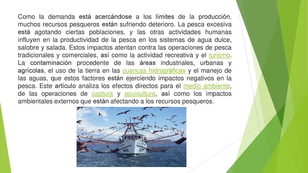 Como la demanda está acercándose a los límites de la producción, muchos recursos pesqueros están sufriendo deterioro.