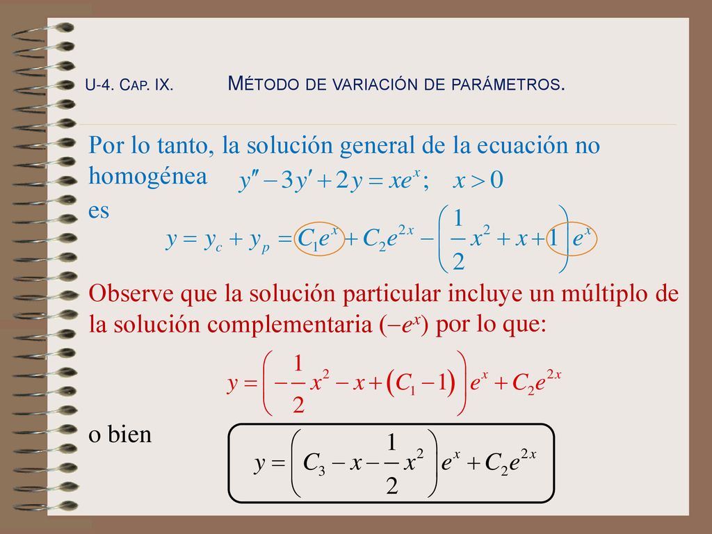 Por lo tanto, la solución general de la ecuación no homogénea