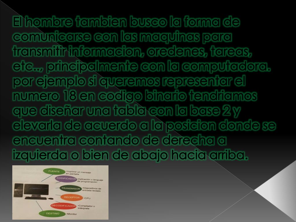 El hombre tambien busco la forma de comunicarse con las maquinas para transmitir informacion, oredenes, tareas, etc.., principalmente con la computadora.