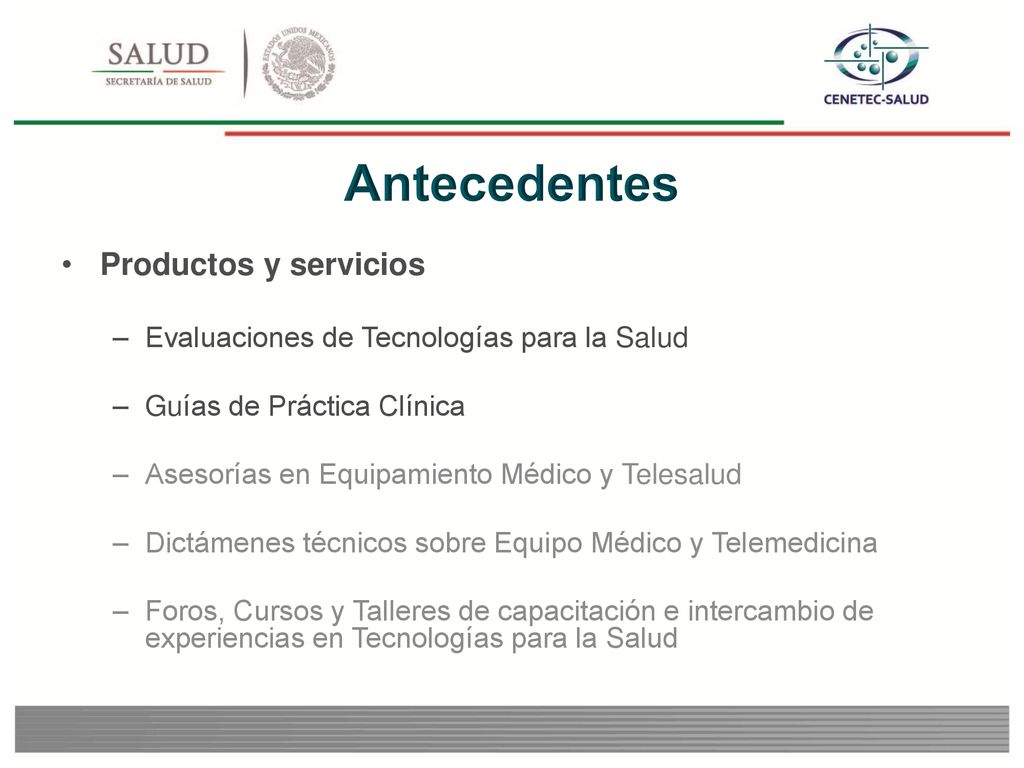Antecedentes Productos y servicios