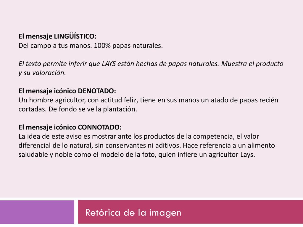 Retórica de la imagen Retórica de la imagen El mensaje LINGÜÍSTICO: