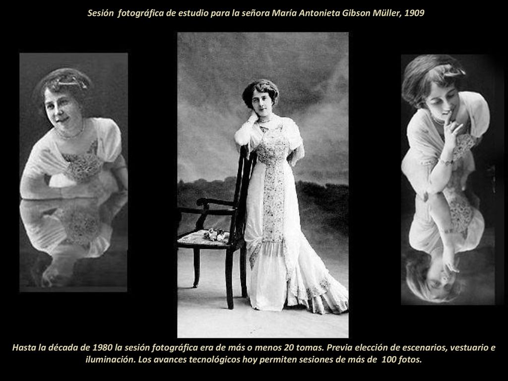 Sesión fotográfica de estudio para la señora María Antonieta Gibson Müller, 1909