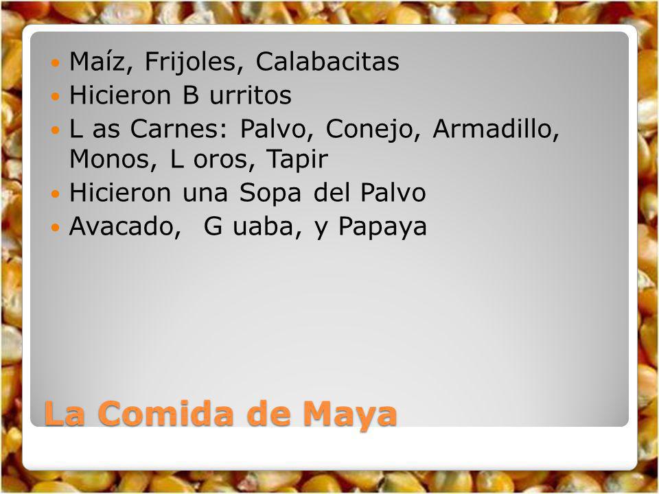La Comida de Maya Maíz, Frijoles, Calabacitas Hicieron B urritos