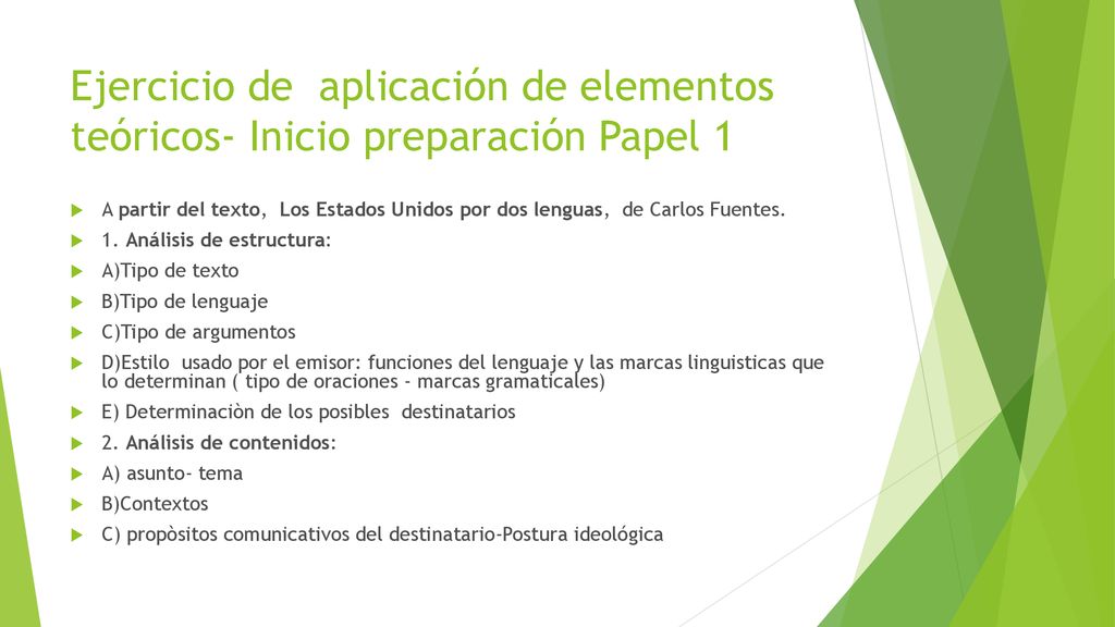 Ejercicio de aplicación de elementos teóricos- Inicio preparación Papel 1
