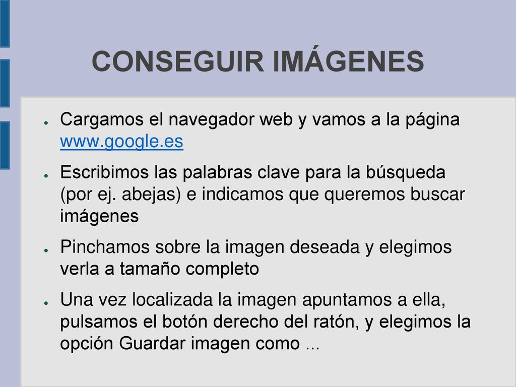 CONSEGUIR IMÁGENES Cargamos el navegador web y vamos a la página