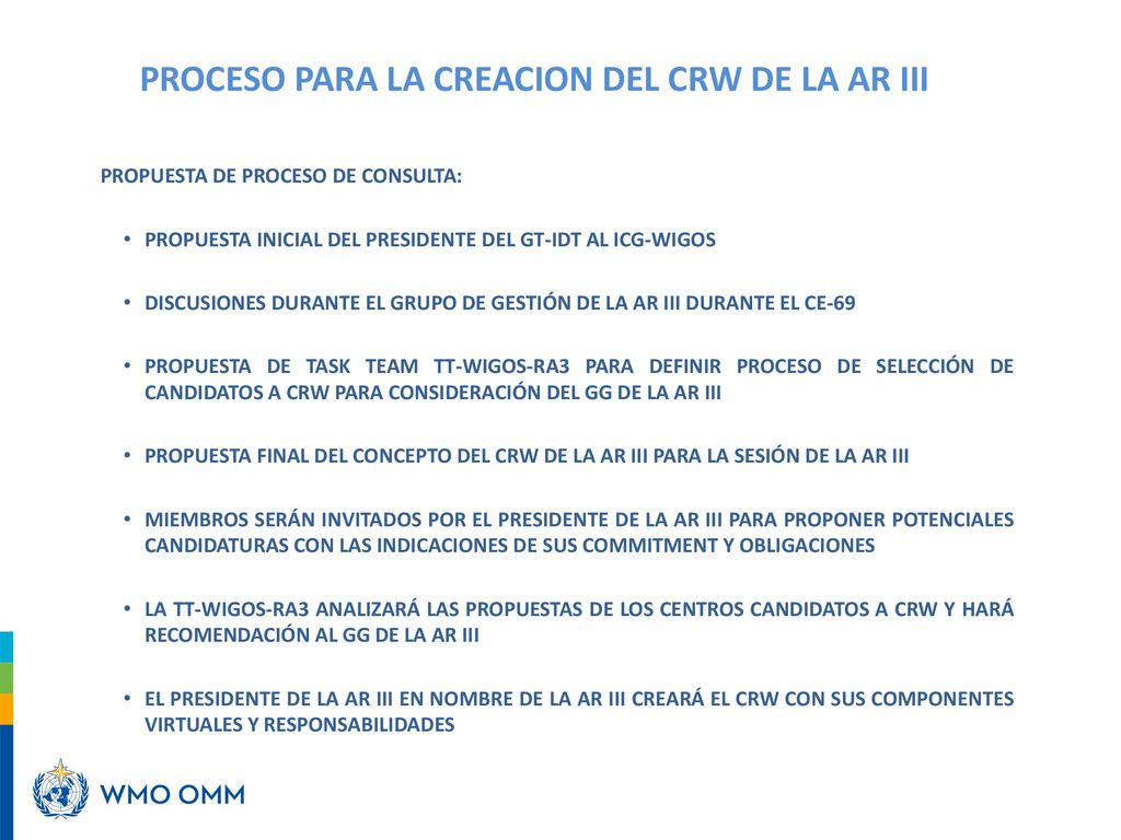 PROCESO PARA LA CREACION DEL CRW DE LA AR III