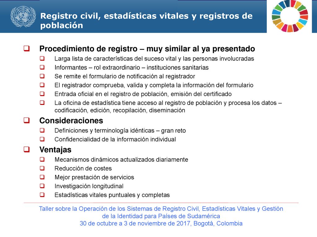 Registro civil, estadísticas vitales y registros de población