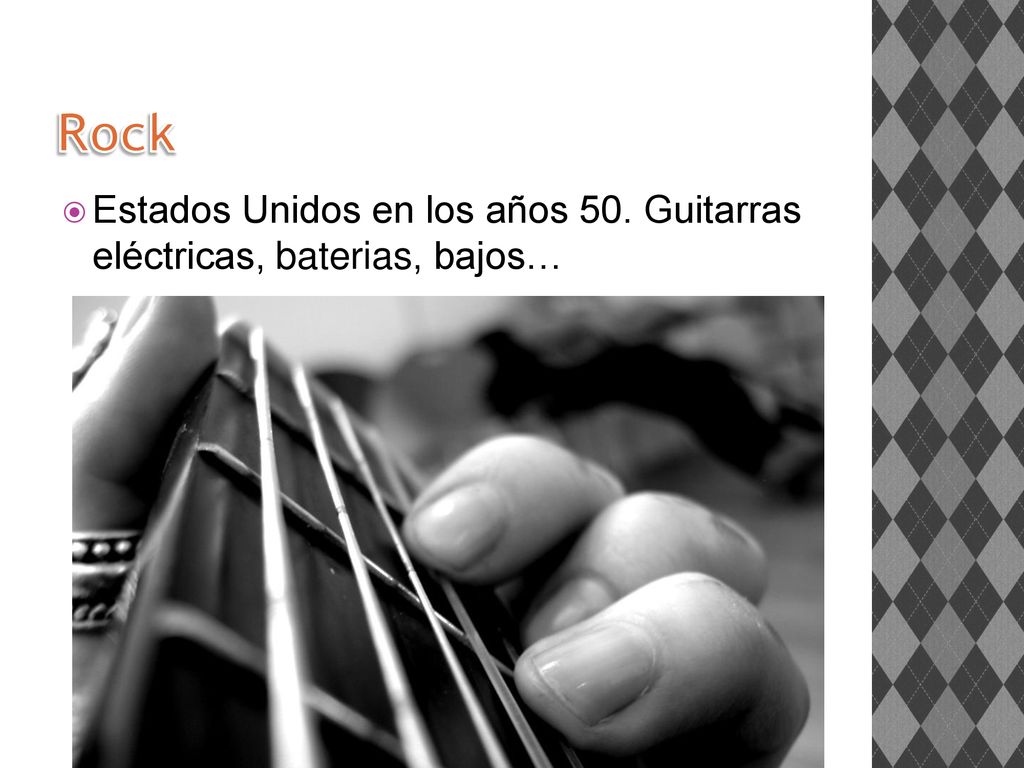 Rock Estados Unidos en los años 50. Guitarras eléctricas, baterias, bajos…