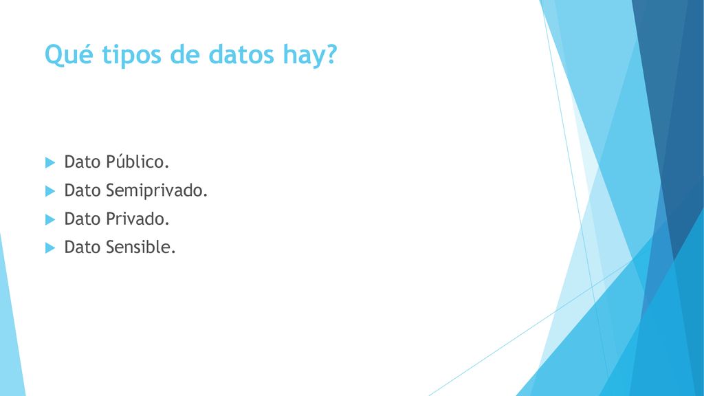 Qué tipos de datos hay Dato Público. Dato Semiprivado. Dato Privado.