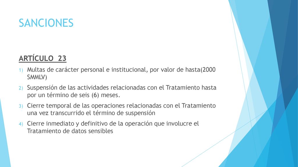 SANCIONES ARTÍCULO 23. Multas de carácter personal e institucional, por valor de hasta(2000 SMMLV)