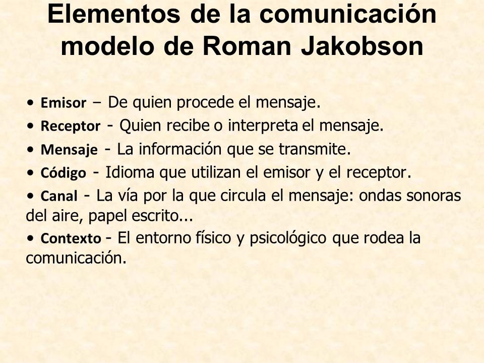 Elementos de la comunicación modelo de Roman Jakobson