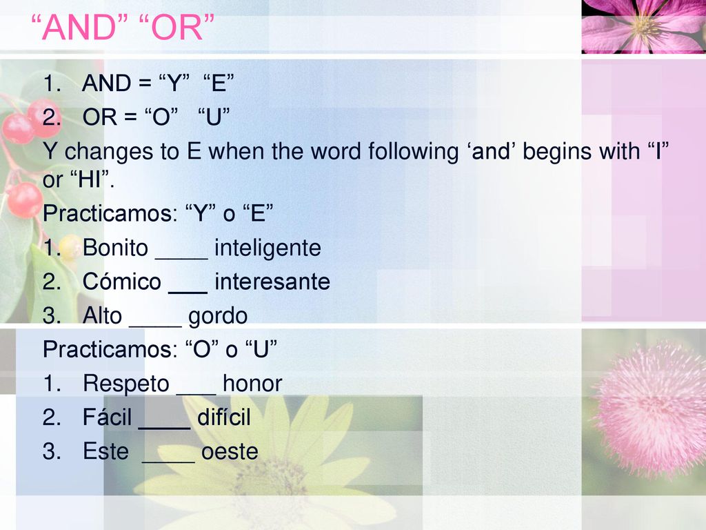 AND OR AND = Y E OR = O U