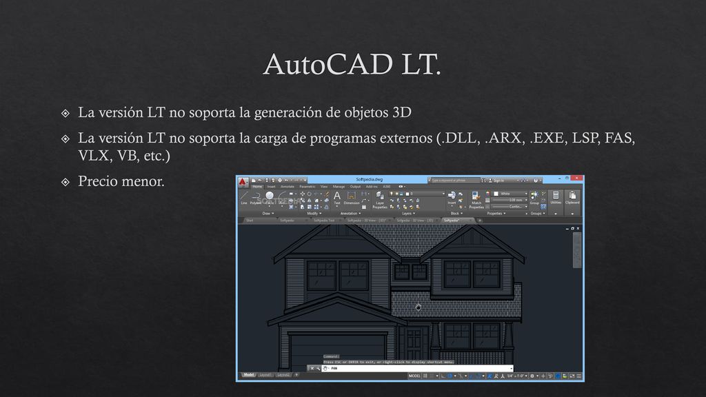 AutoCAD LT. La versión LT no soporta la generación de objetos 3D