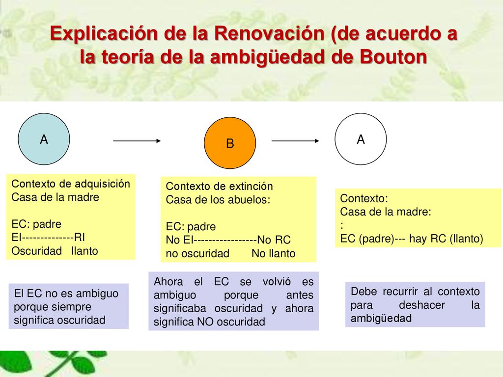 Explicación de la Renovación (de acuerdo a la teoría de la ambigüedad de Bouton