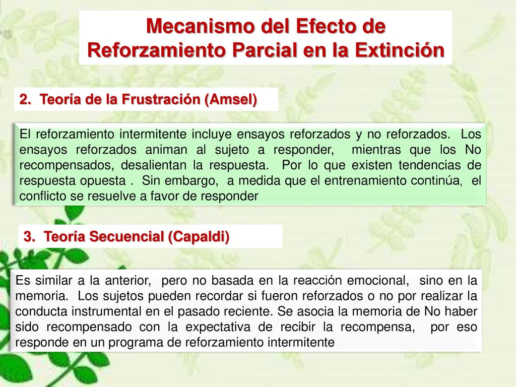 Mecanismo del Efecto de Reforzamiento Parcial en la Extinción