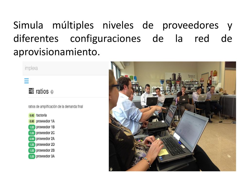 Simula múltiples niveles de proveedores y diferentes configuraciones de la red de aprovisionamiento.