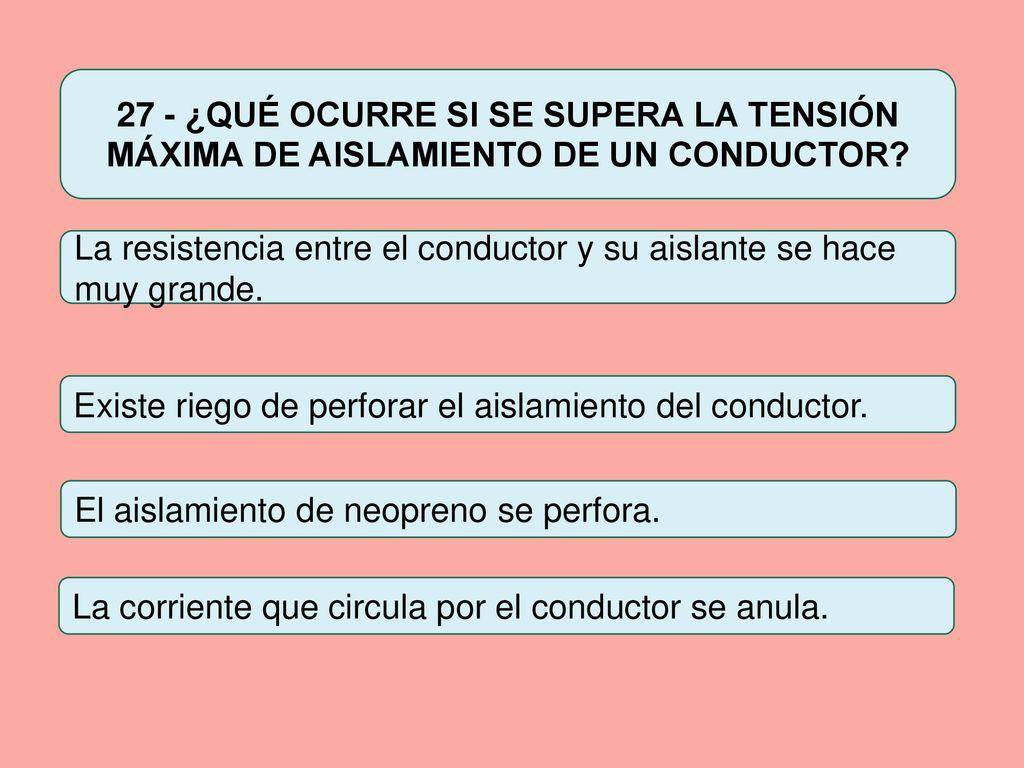 27 - ¿QUÉ OCURRE SI SE SUPERA LA TENSIÓN MÁXIMA DE AISLAMIENTO DE UN CONDUCTOR