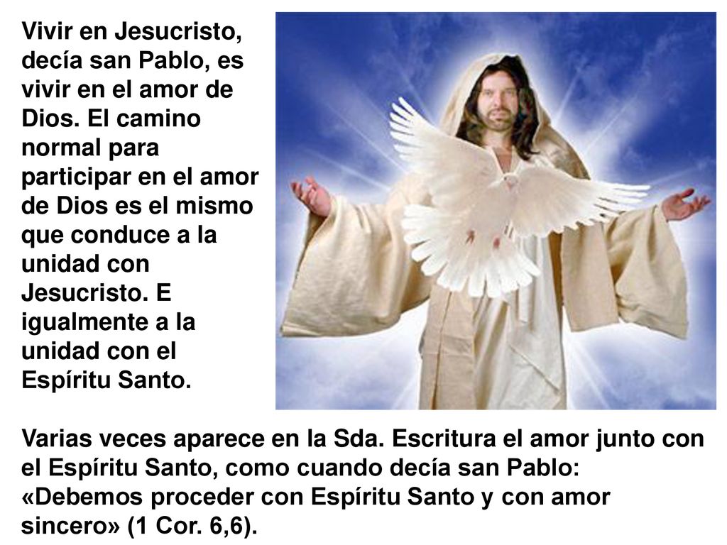 Vivir en Jesucristo, decía san Pablo, es vivir en el amor de Dios