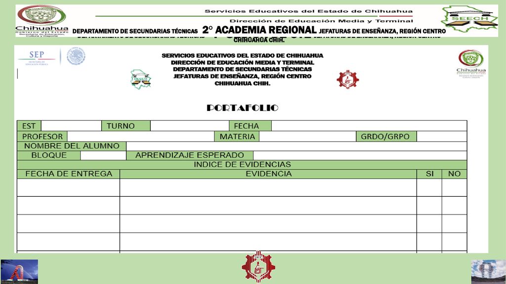 DEPARTAMENTO DE SECUNDARIAS TÉCNICAS 2° ACADEMIA REGIONAL JEFATURAS DE ENSEÑANZA, REGIÓN CENTRO