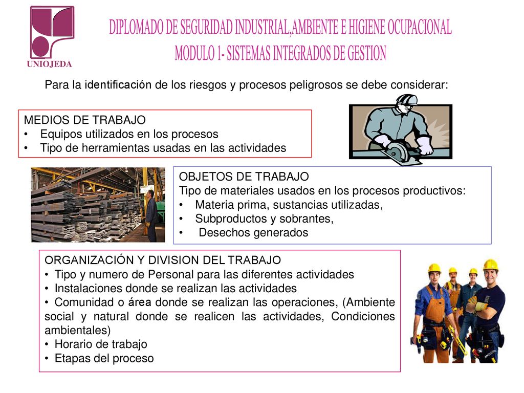 Para la identificación de los riesgos y procesos peligrosos se debe considerar: