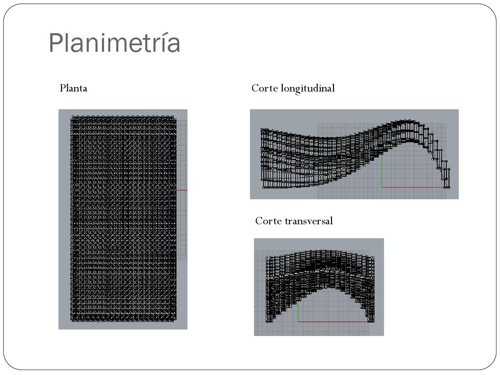 Planimetría Planta Corte longitudinal Corte transversal