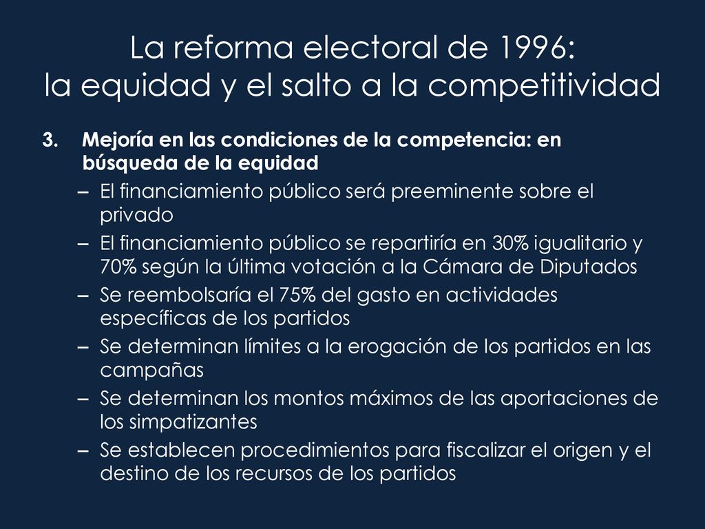 La reforma electoral de 1996: la equidad y el salto a la competitividad