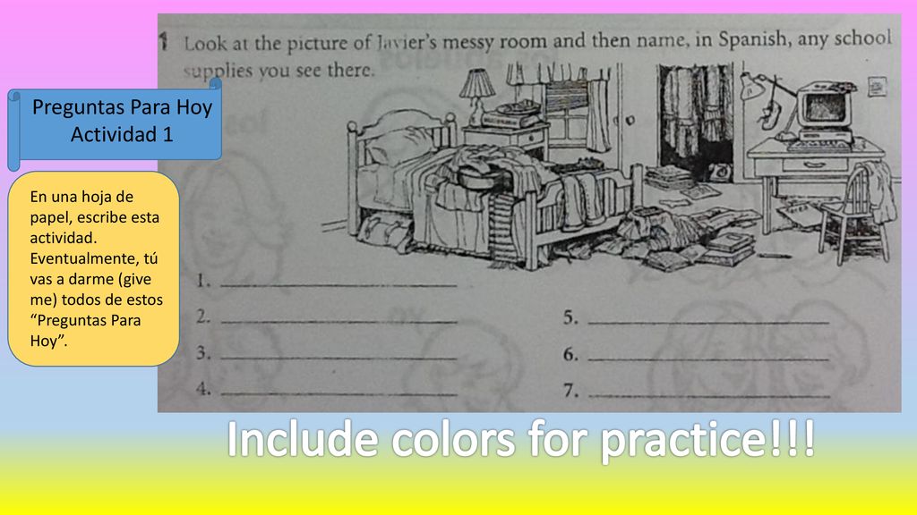 Include colors for practice!!!
