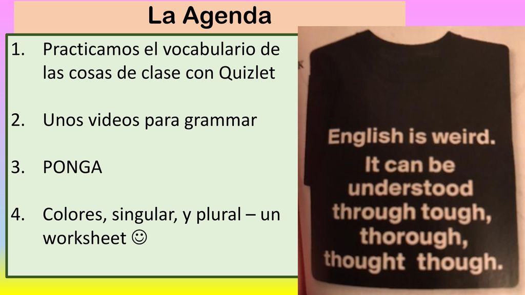 La Agenda Practicamos el vocabulario de las cosas de clase con Quizlet