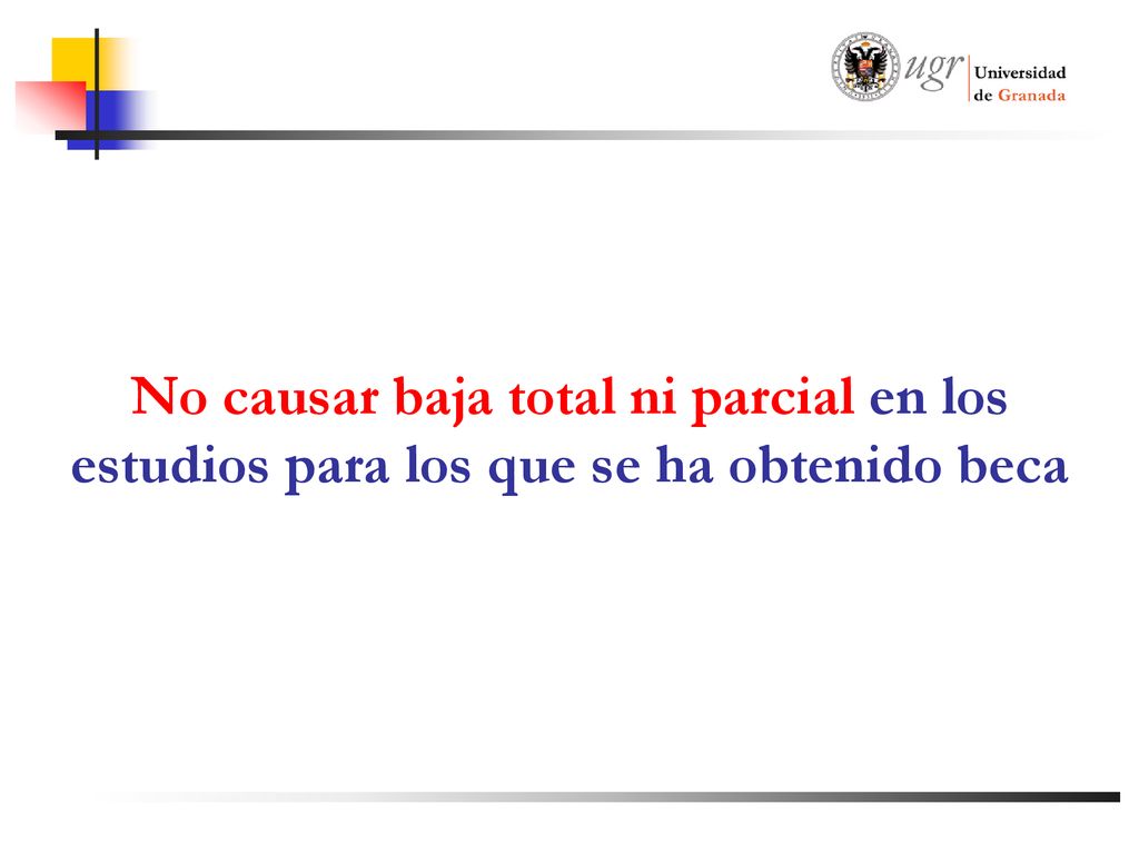 No causar baja total ni parcial en los estudios para los que se ha obtenido beca